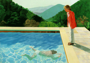 Portrait on an Artist (Pool with Two Figures), a painting by David Hockney